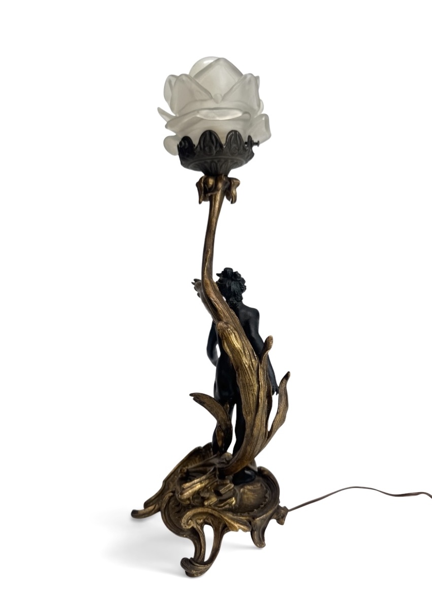 Lampe Art Nouveau en bronze -photo-3