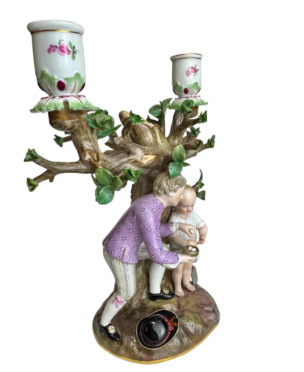 Candlestick In Meissen Porcelain-photo-3