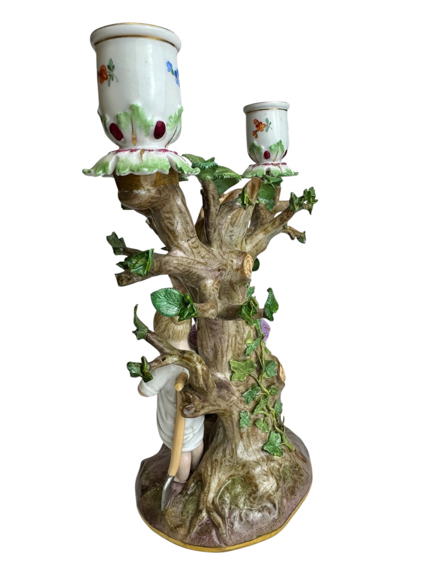 Candlestick In Meissen Porcelain-photo-2