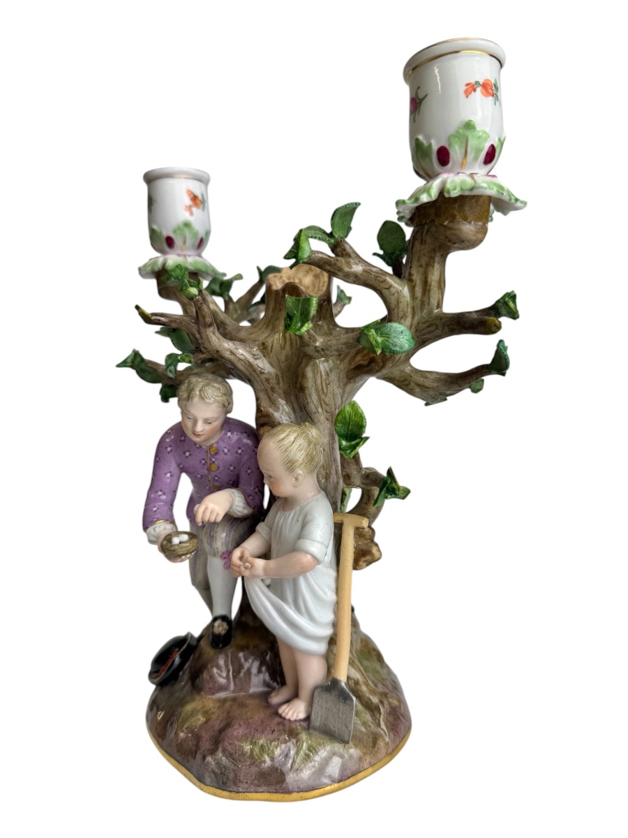 Candlestick In Meissen Porcelain-photo-3