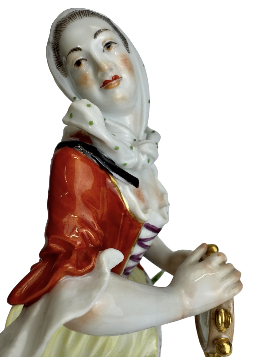 Meissen - Porcelain Figure Of A Shepherdess With Tambourine-photo-5
