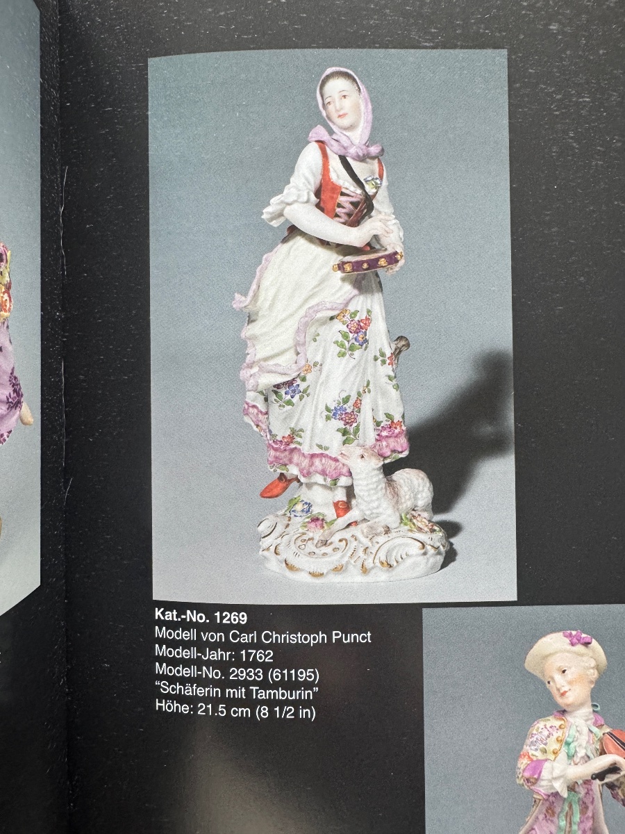 Meissen - Porcelain Figure Of A Shepherdess With Tambourine-photo-7
