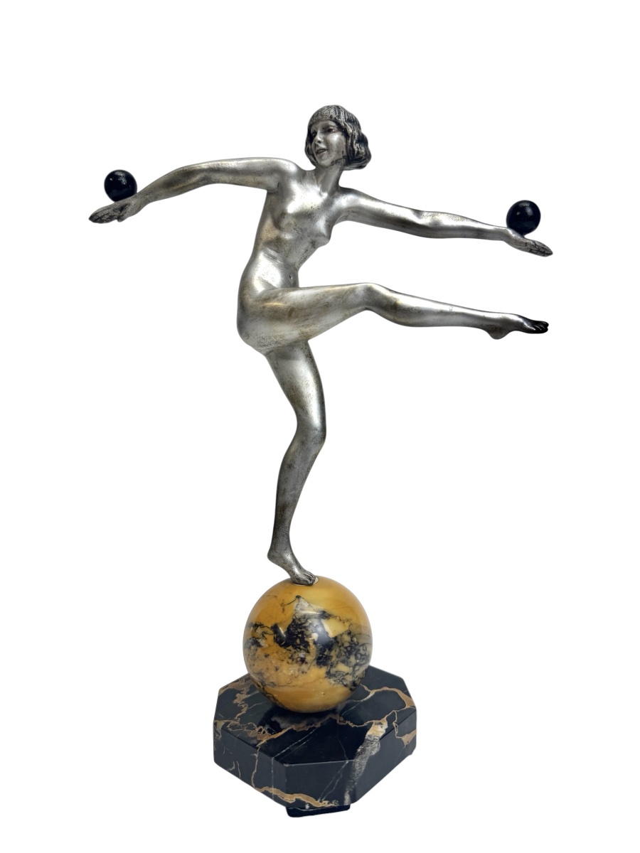 Marcel Bouraine - Sculpture Art Déco en bronze « Équilibre » -photo-2