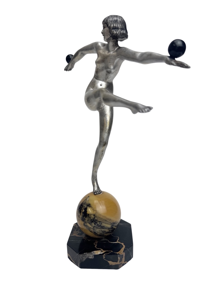 Marcel Bouraine - Sculpture Art Déco en bronze « Équilibre » -photo-4