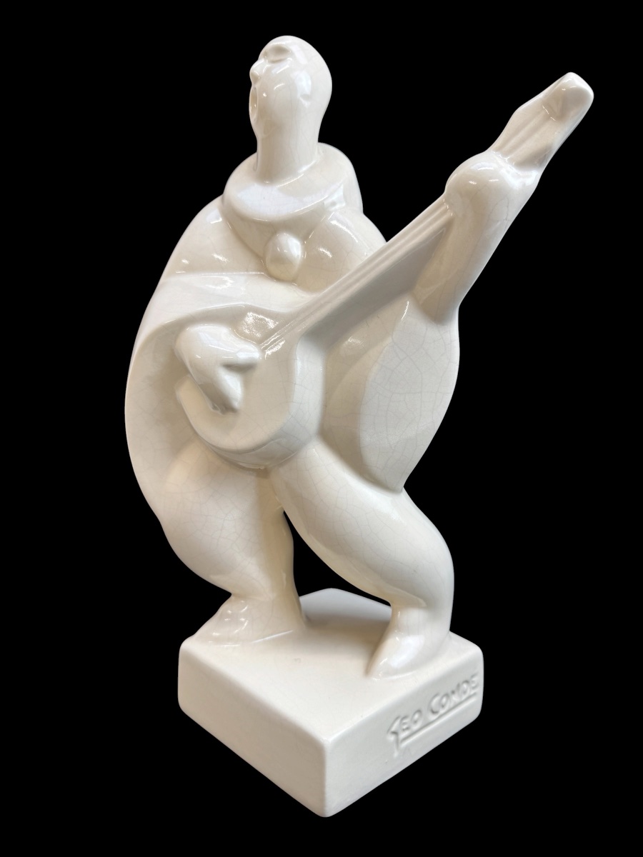Geo Conde - Figure art déco, Pierrot à la mandoline -photo-4