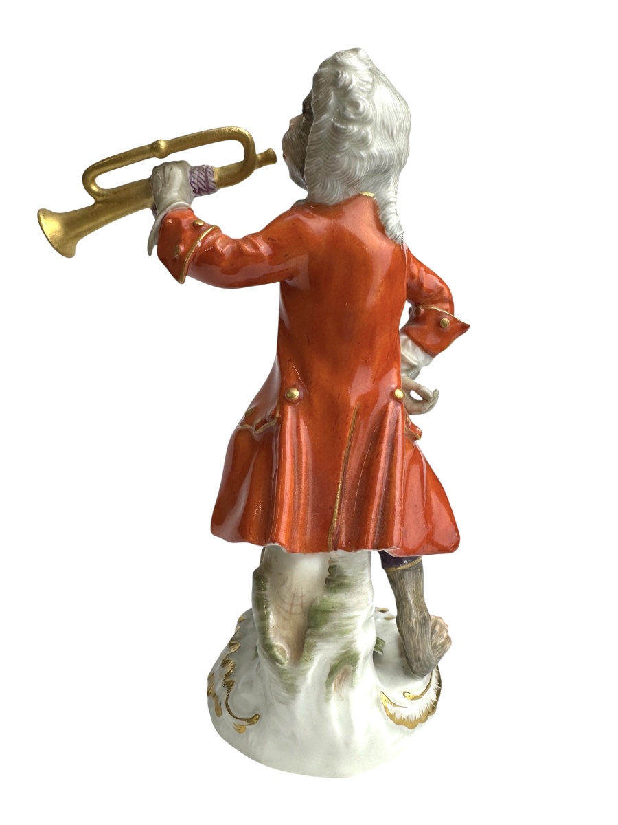 Meissen - Figure en porcelaine d’un singe trompettiste de la série l’orchestre de singes-photo-2