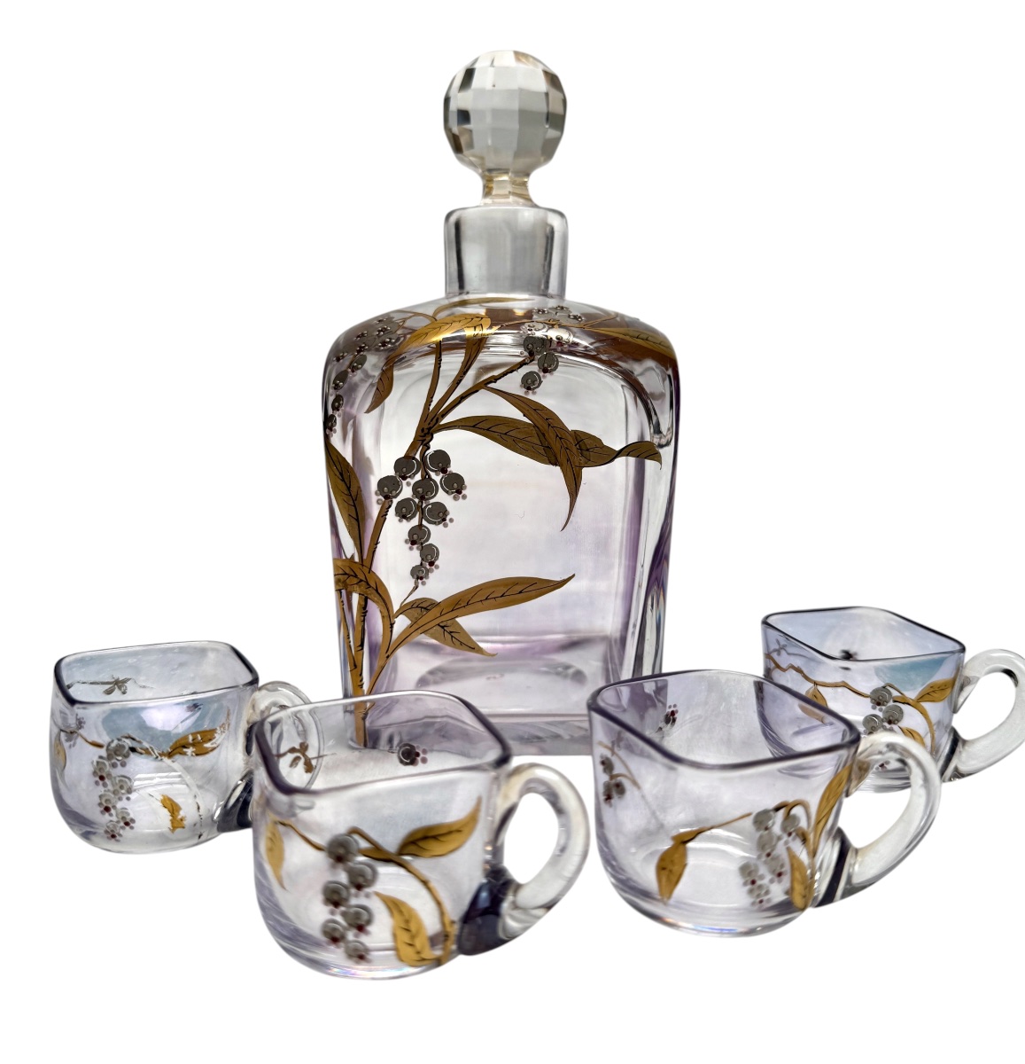 Liqueur Set Decorated With Lily-of-the-valley Motifs, Circa 1900-photo-2