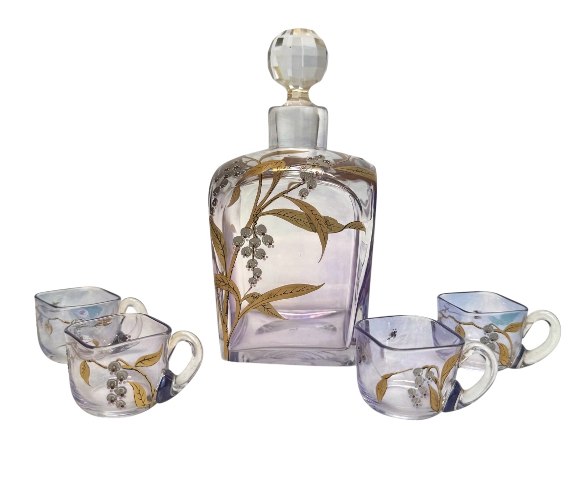 Liqueur Set Decorated With Lily-of-the-valley Motifs, Circa 1900