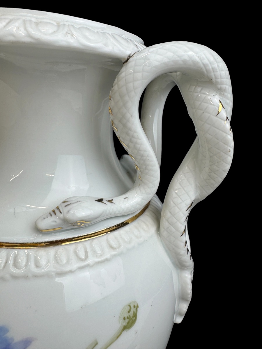 Meissen - Vase balaústre à anses en forme de serpent à décor des bleuets-photo-4