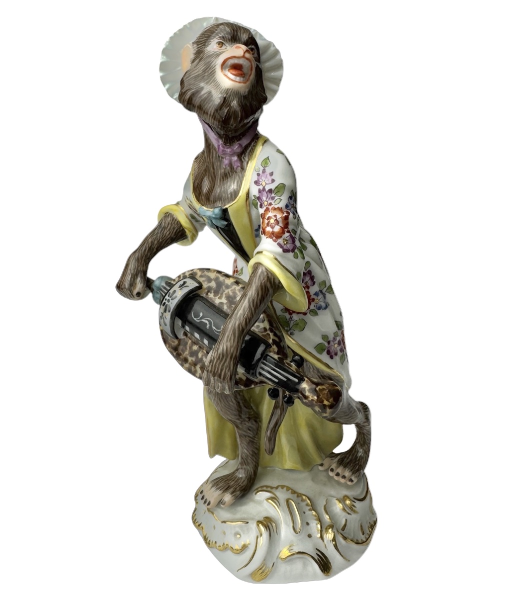 Meissen - Porcelain Figurine Of A Monkey Playing The Mandolin From The "monkey Orchestra" Series -photo-3