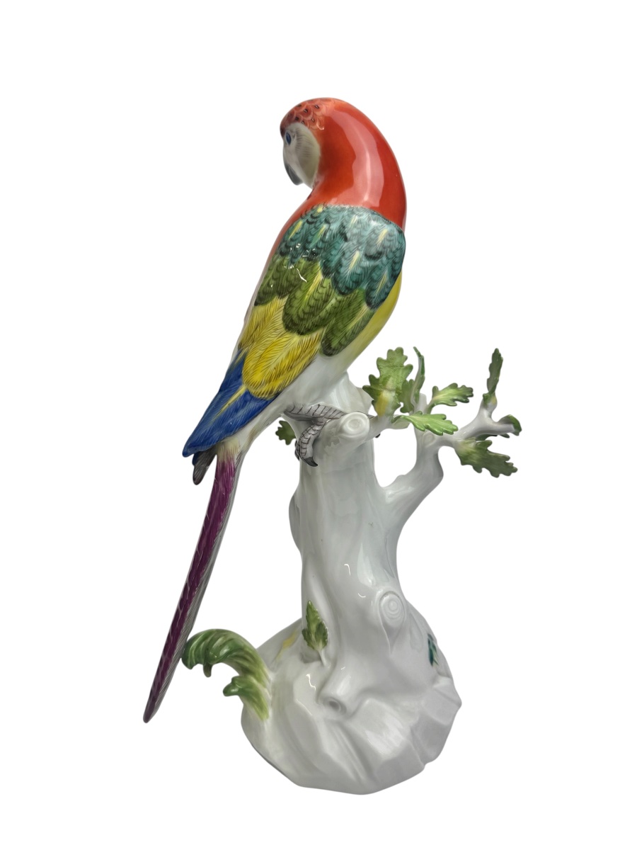 Meissen - Figure en porcelaine Perroquet sur un tronc-photo-4