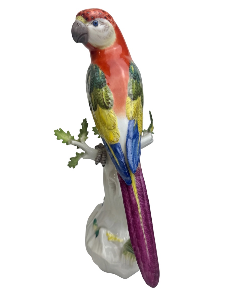 Meissen - Figure en porcelaine Perroquet sur un tronc-photo-1