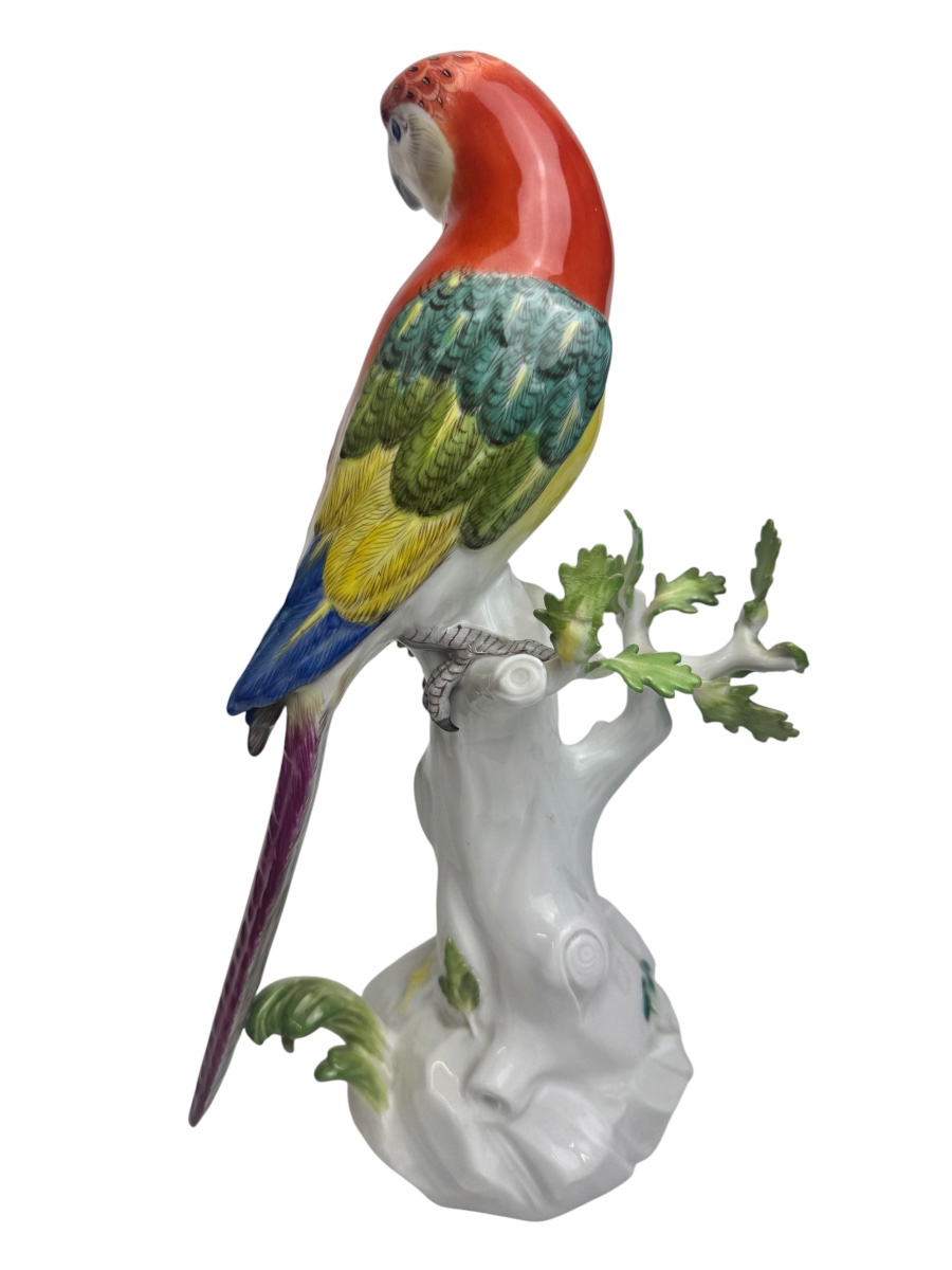 Meissen - Figure en porcelaine Perroquet sur un tronc-photo-2