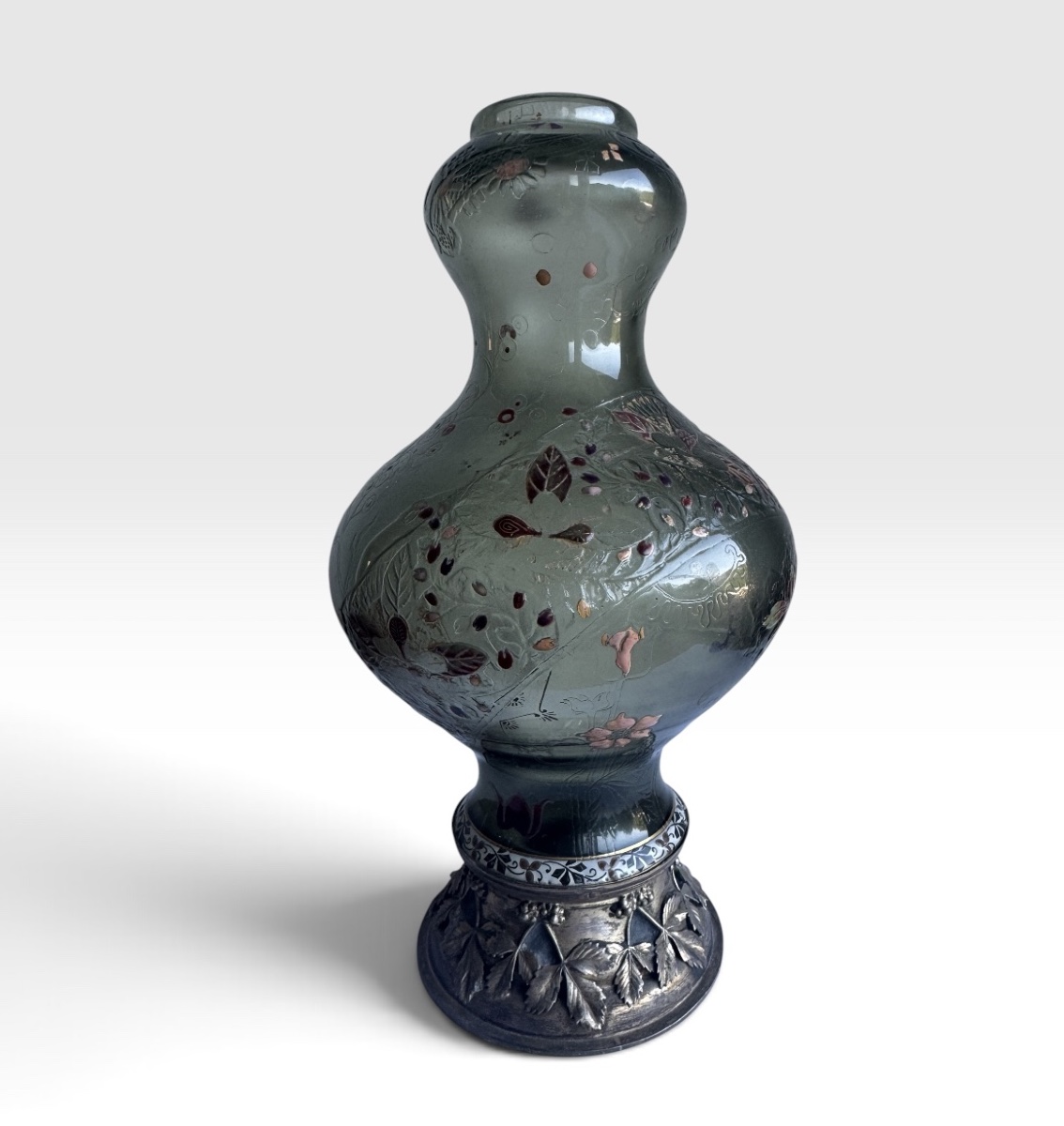 Désiré Christian - Vase With Floral Frieze, Verrerie d'Art De Lorraine Burgun, Schverer & Cie-photo-2