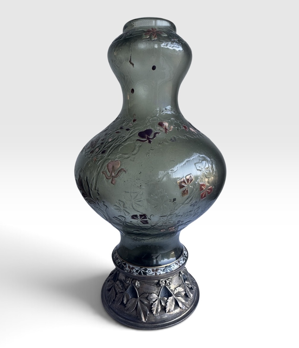 Désiré Christian - Vase With Floral Frieze, Verrerie d'Art De Lorraine Burgun, Schverer & Cie-photo-2