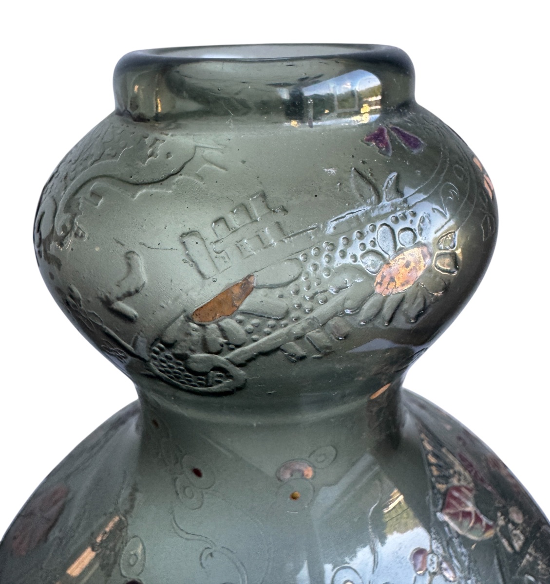 Désiré Christian - Vase With Floral Frieze, Verrerie d'Art De Lorraine Burgun, Schverer & Cie-photo-3