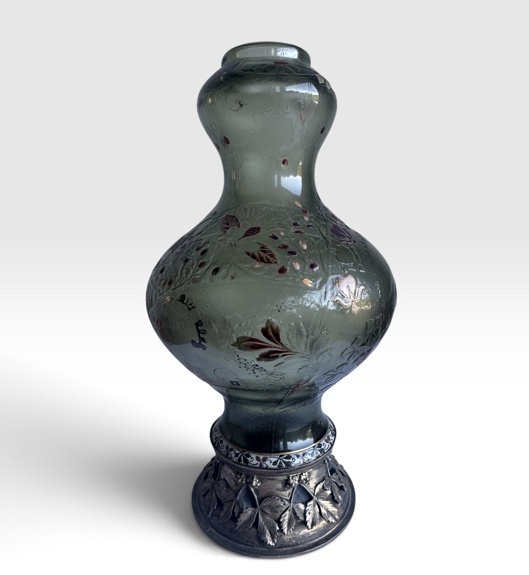 Désiré Christian - Vase With Floral Frieze, Verrerie d'Art De Lorraine Burgun, Schverer & Cie