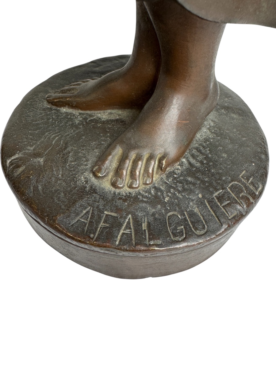 Alexandre Falguière, Bronze Sculpture “the Boy With The Mandolin”-photo-4