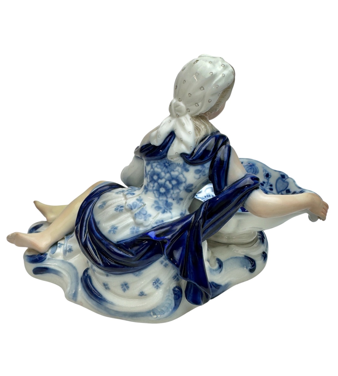 Meissen - Porcelain Salt Or Pepper Shaker, Featuring A Lady Figure With An Onion-patterned Design. -photo-4