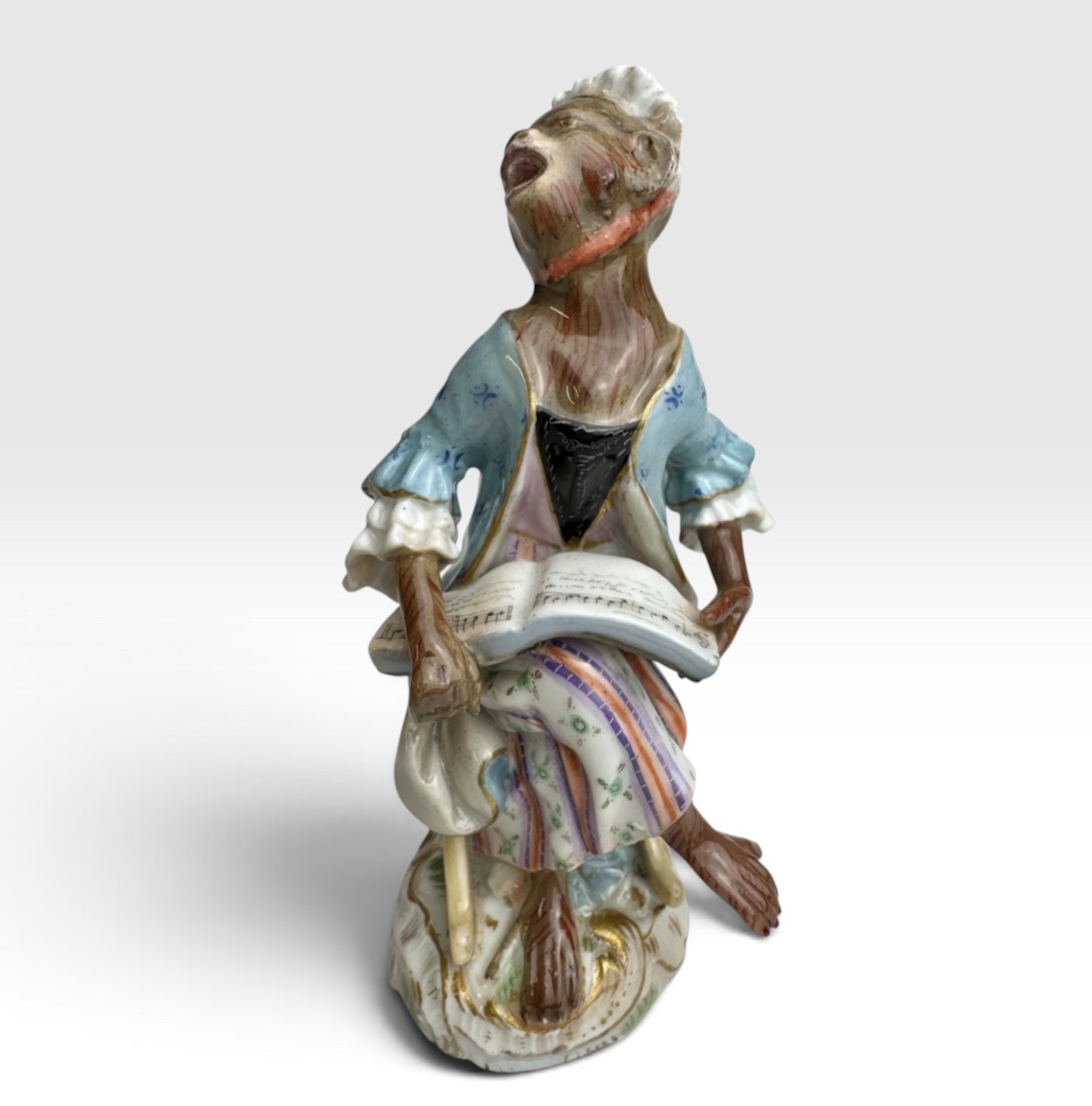 Meissen - Porcelain Figurine Of A Monkey As A Singer From The "orchestra Of S" Series