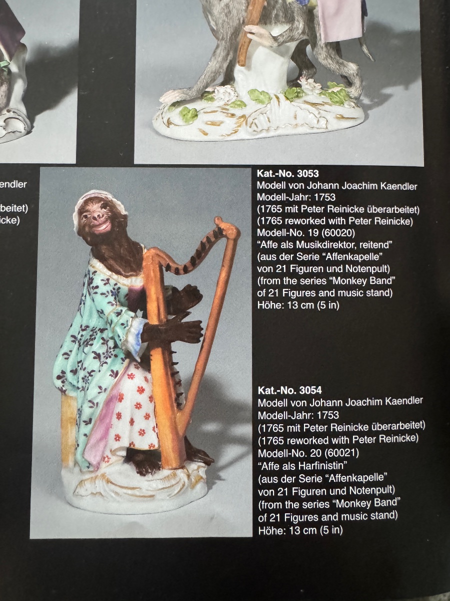 Meissen - Porcelain Figurine Of A Harp-playing Monkey From The "monkey Orchestra" Series -photo-6