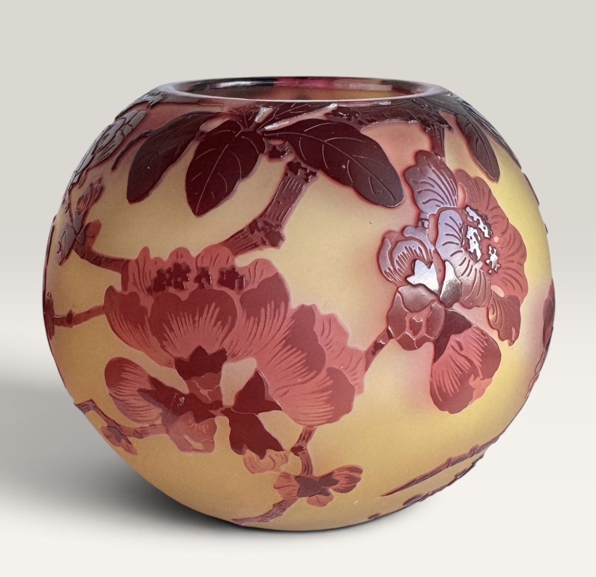 Gallé - vase à décor des fleurs de cerisiers-photo-2