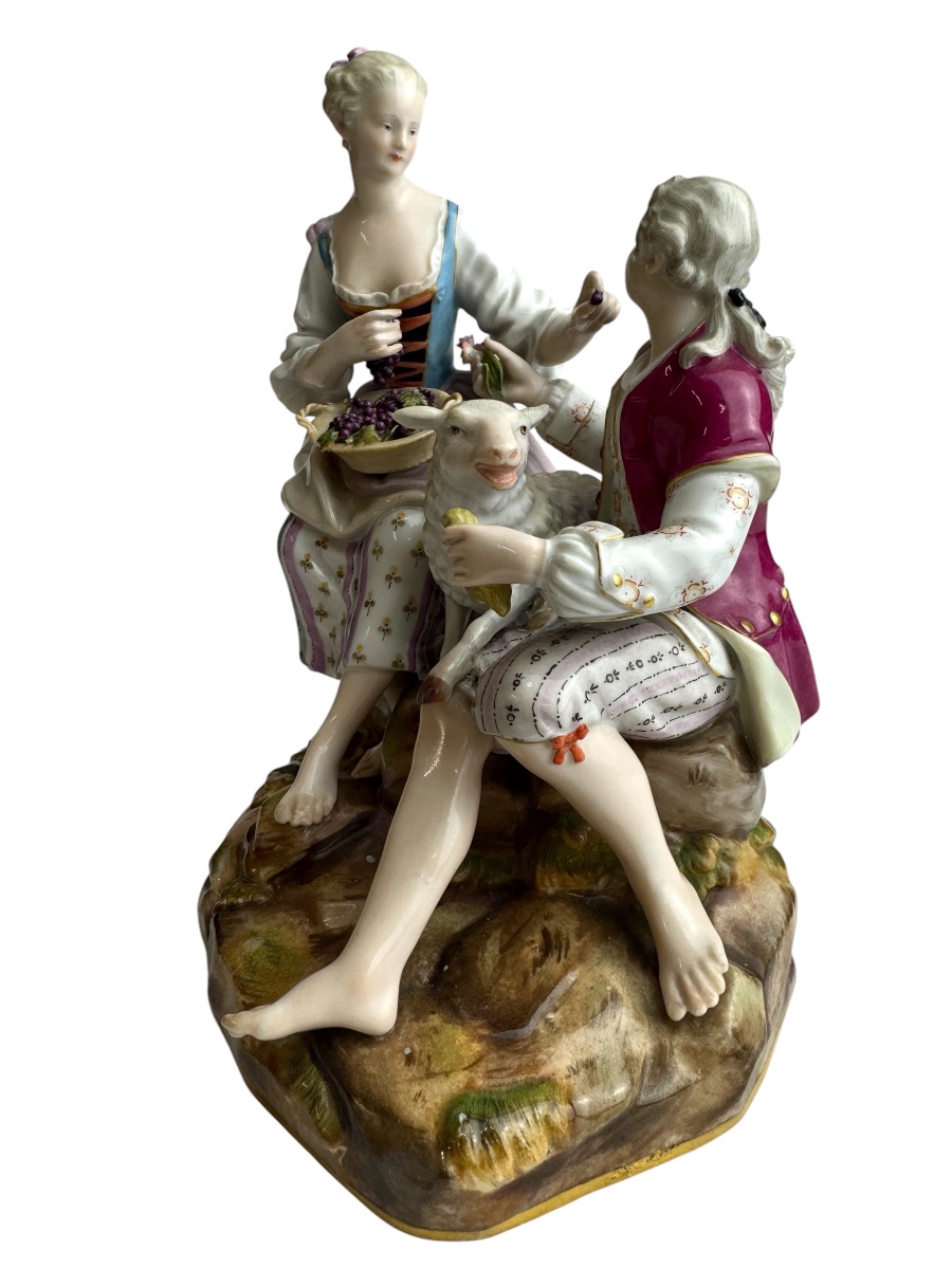 Meissen - Groupe de bergers, modèle de Michel Victor Acier-photo-3