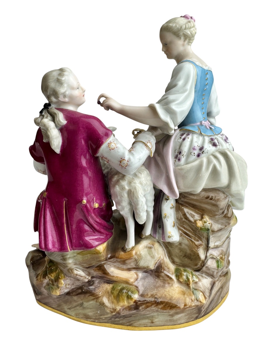 Meissen - Groupe de bergers, modèle de Michel Victor Acier-photo-1