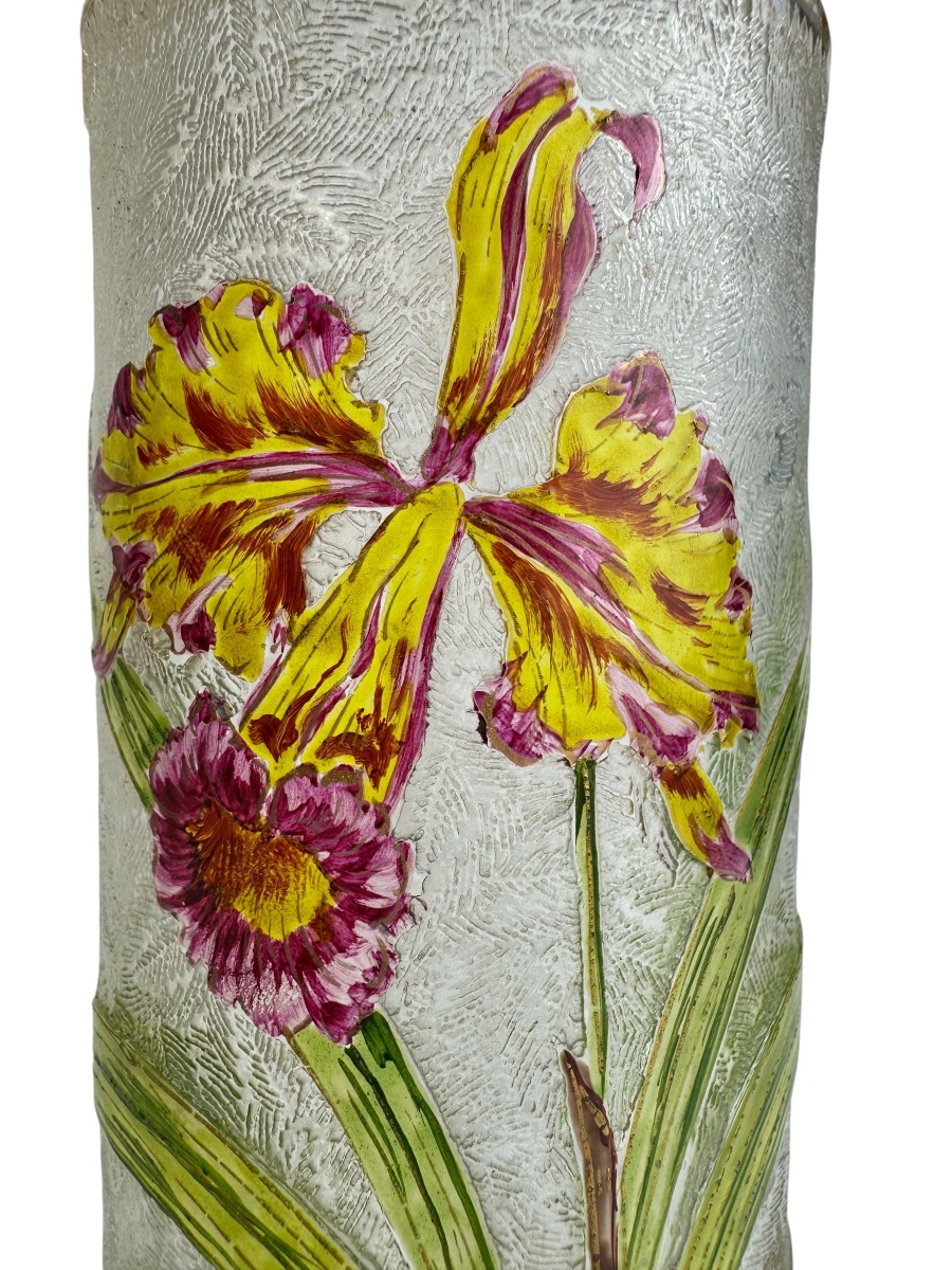 Baccarat - Vase art nouveau à décor des orchidées -photo-2