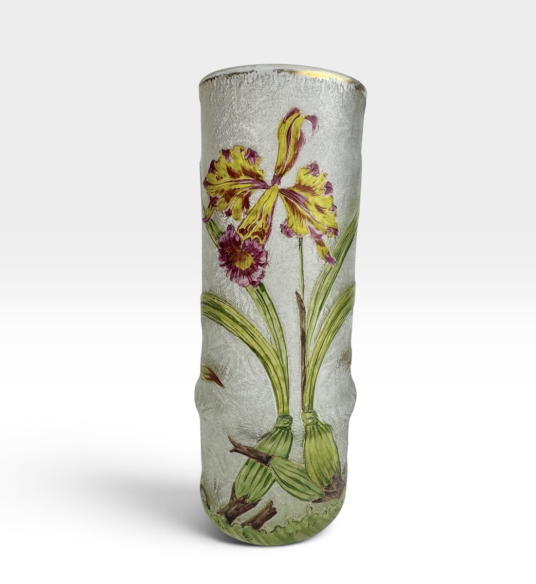 Baccarat - Vase art nouveau à décor des orchidées -photo-3