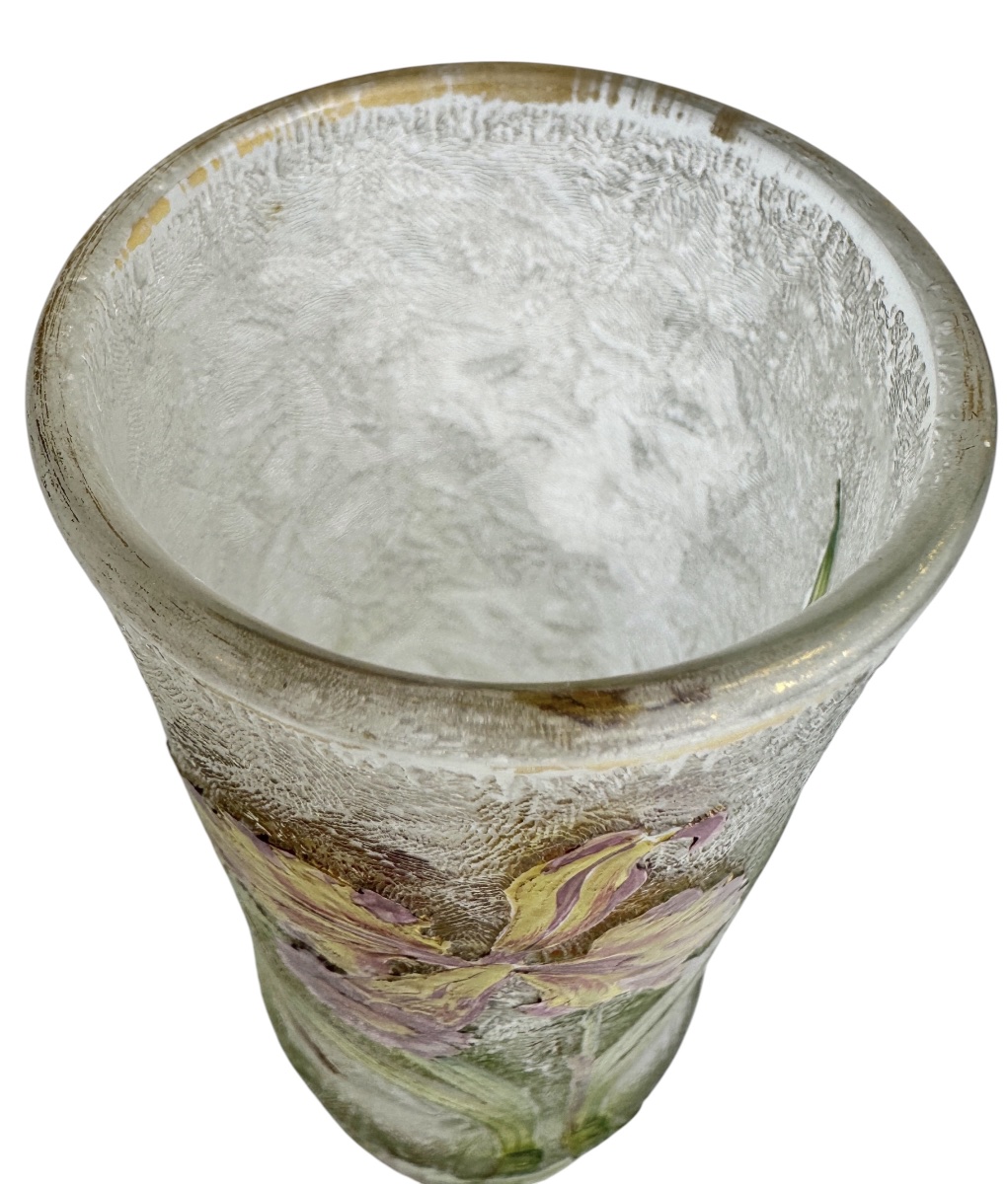 Baccarat - Vase art nouveau à décor des orchidées -photo-4