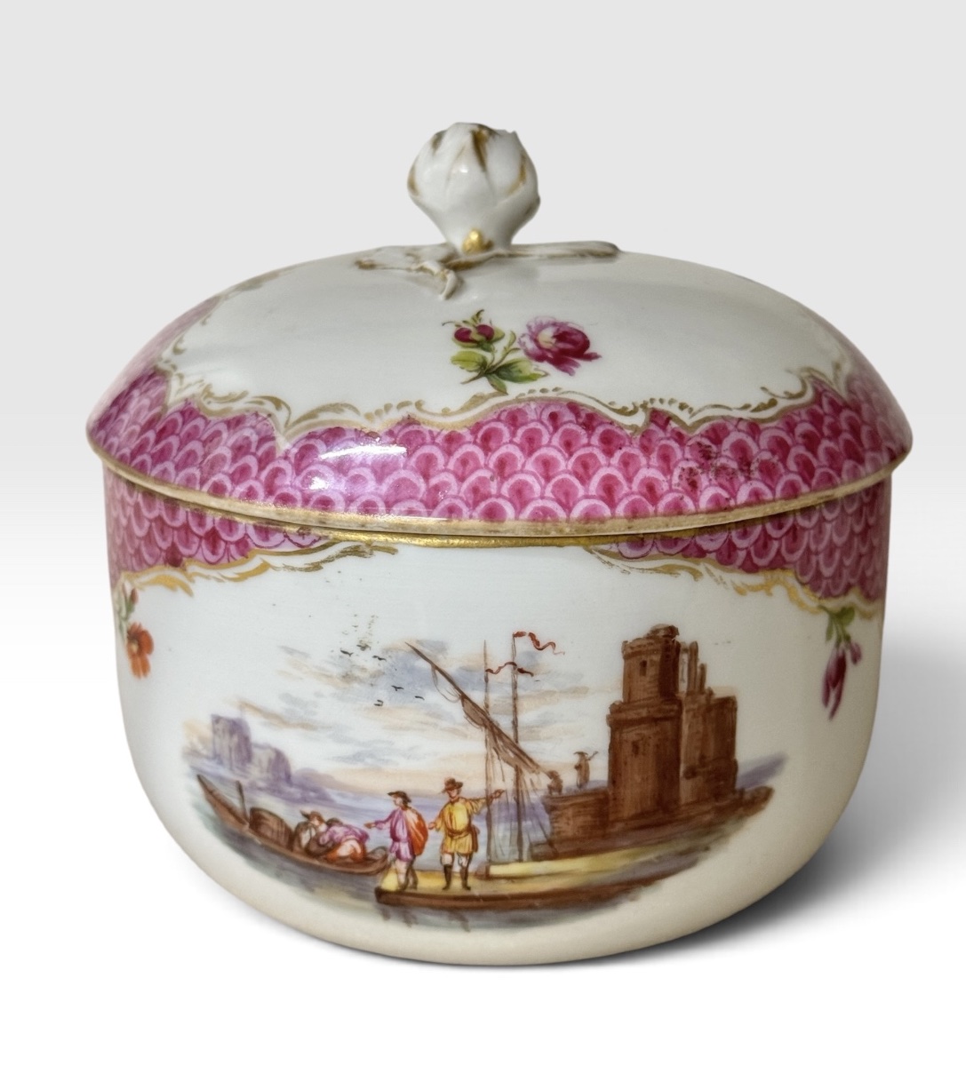 Meissen - Box With A Lid Decorated With Scenes Of Maritime Trade -photo-3