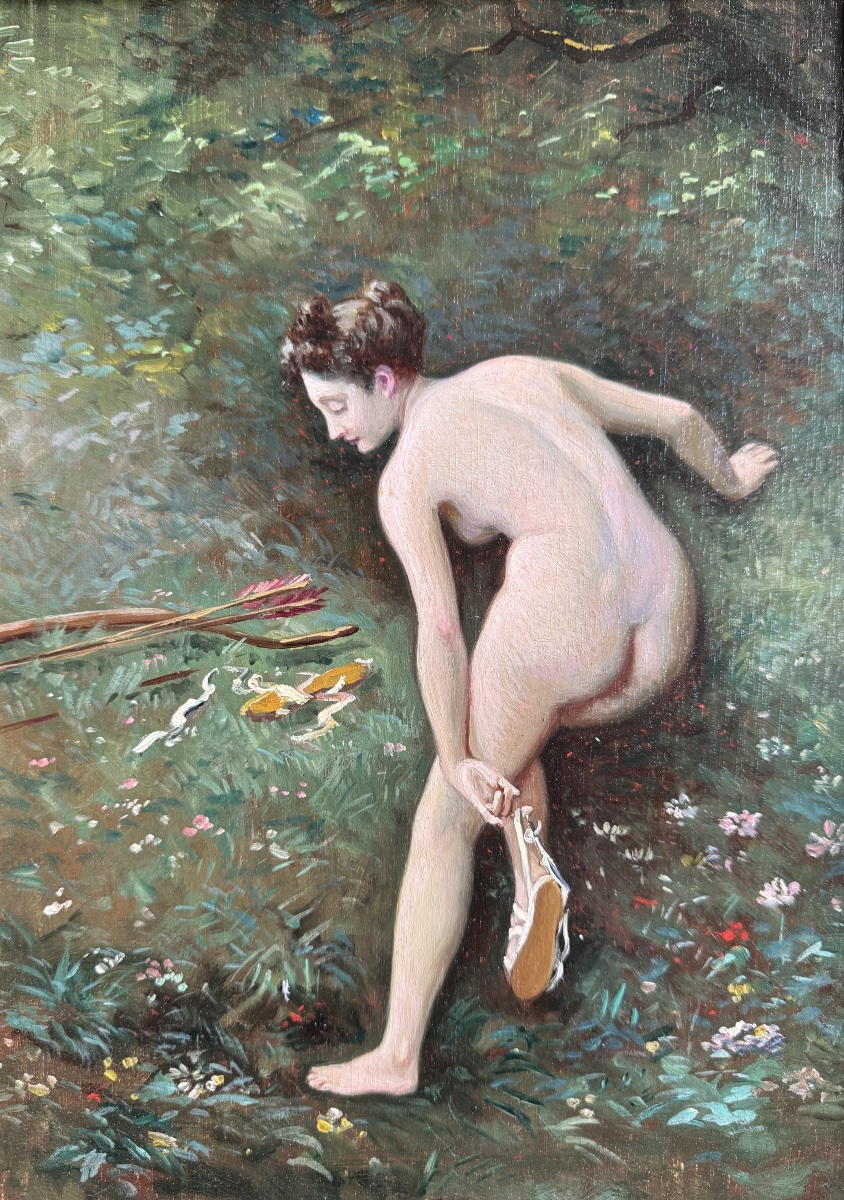 École française du XIXème siècle, Diane au bain.-photo-2