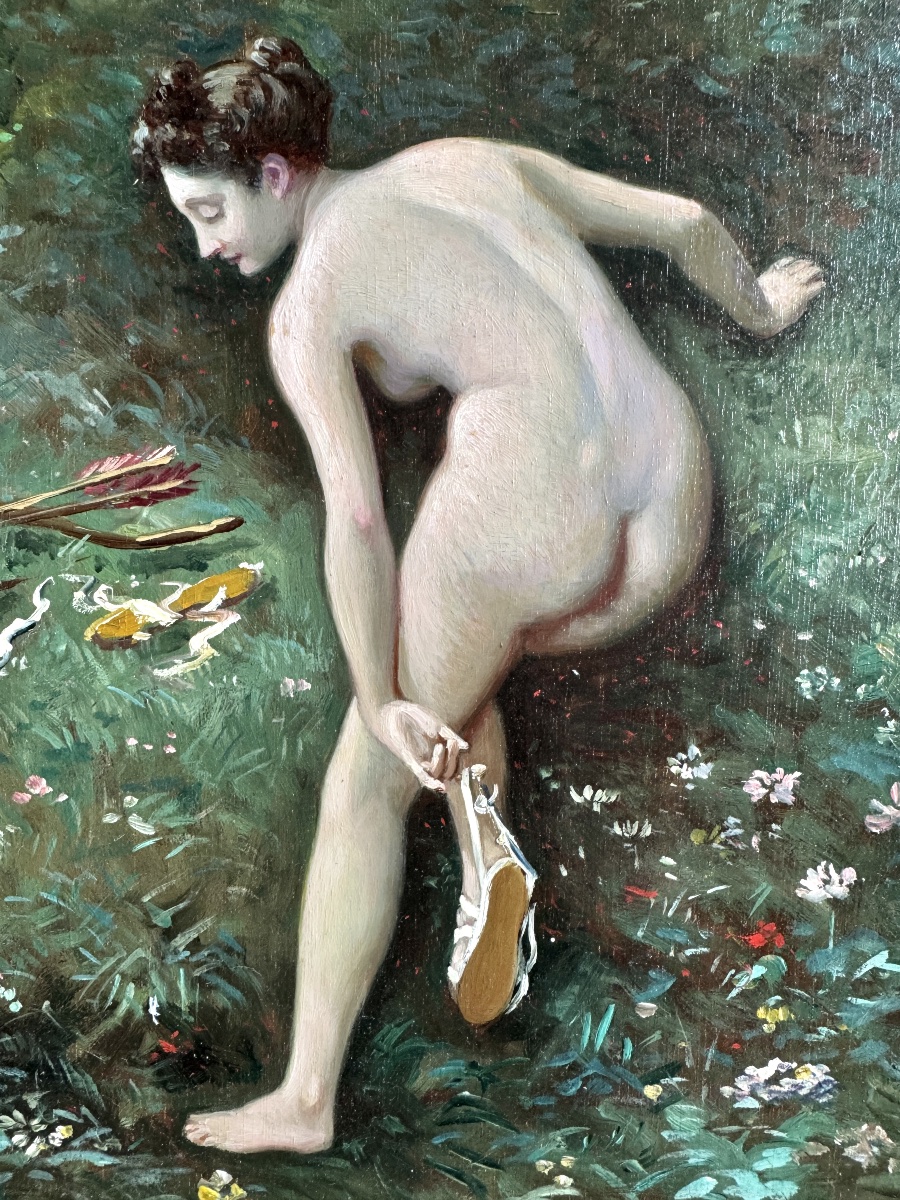 École française du XIXème siècle, Diane au bain.-photo-3