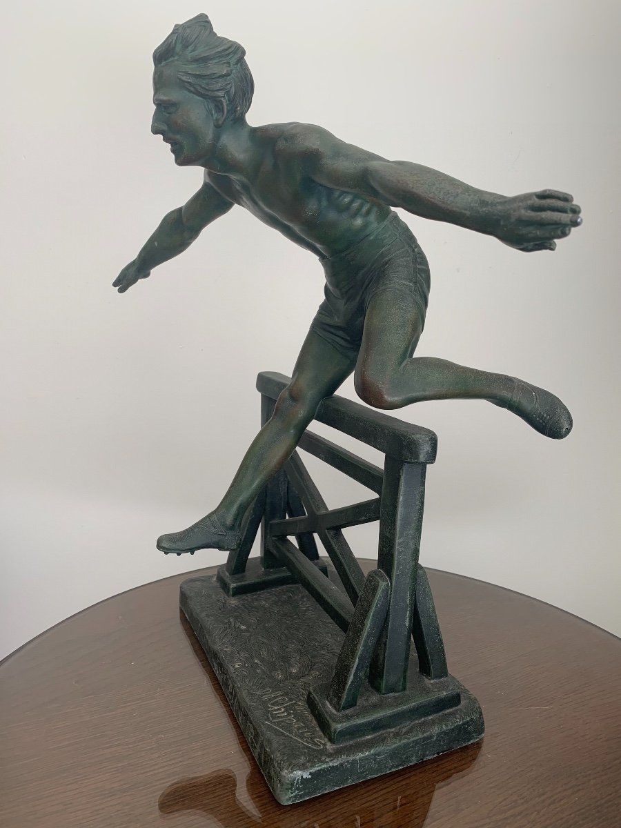 D.H. Chiparus - Sculpture Sportif Au Saut De Haies -photo-1