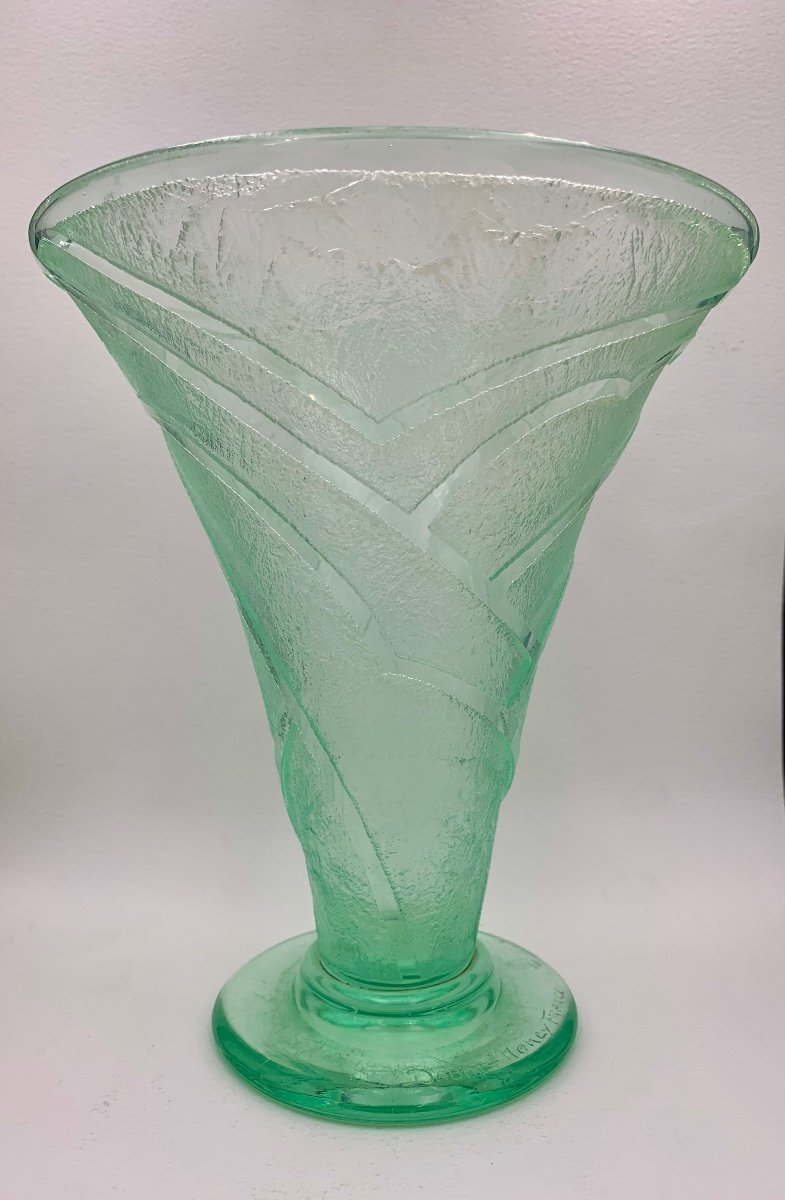 Daum Nancy - Vase Décor Géométrique Art Déco