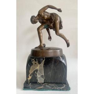 Otto Lessing Sculpture En Bronze Femme Jouant au Balle