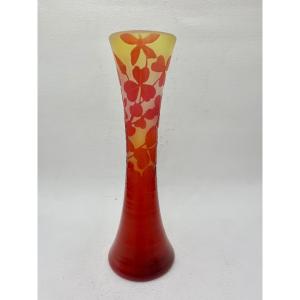 Gallé, Small Vase With Clover Decor