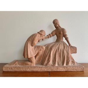 Dh Chiparus Romeo And Juliet, Terracotta Sculpture