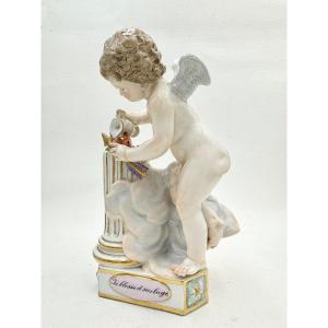 Meissen Figure De Cupidon En Porcelaine -  Je Blesse Et Soulage