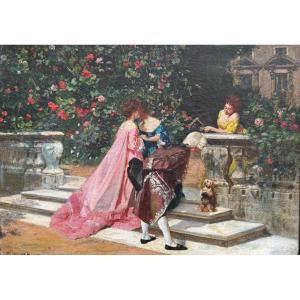 19th Century French School, Nobles In The Garden 