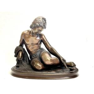 Figure En Bronze D’un Pêcheur Napolitain à La Manière De François Rude
