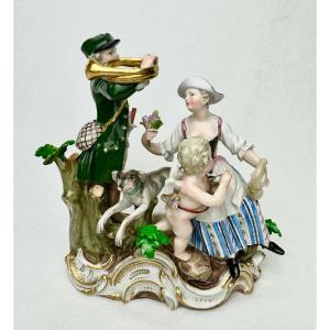 Meissen - Groupe De Chasseurs Par Carl Punct