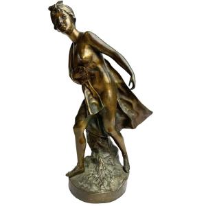 Gustavo Obiols Figure En Bronze, Femme Nude