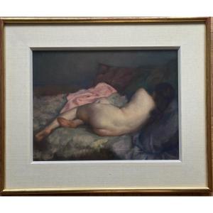 Jules-François Bernard pastel  "Nu allongé" 