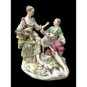 Meissen - Groupe de bergers en porcelaine