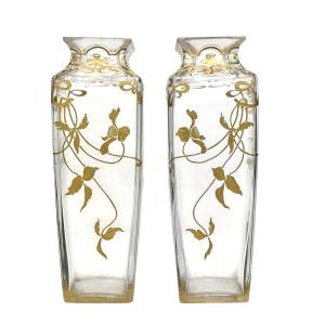 Baccarat - Pair Of Art Nouveau Vases