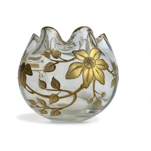 Saint Louis - vase boule à décor des clématites
