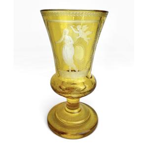 Antique Bohemian Crystal Stemmed Glass 