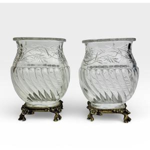 Baccarat - Pair de vases dans le goût japonisant, vers 1880